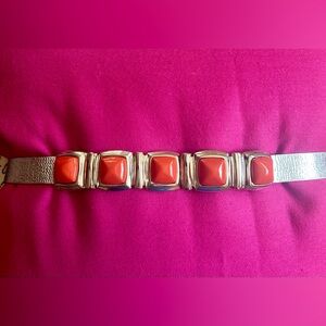 Vintage 1980’s Alexis Kirk Adjustable Silver and Coral Belt